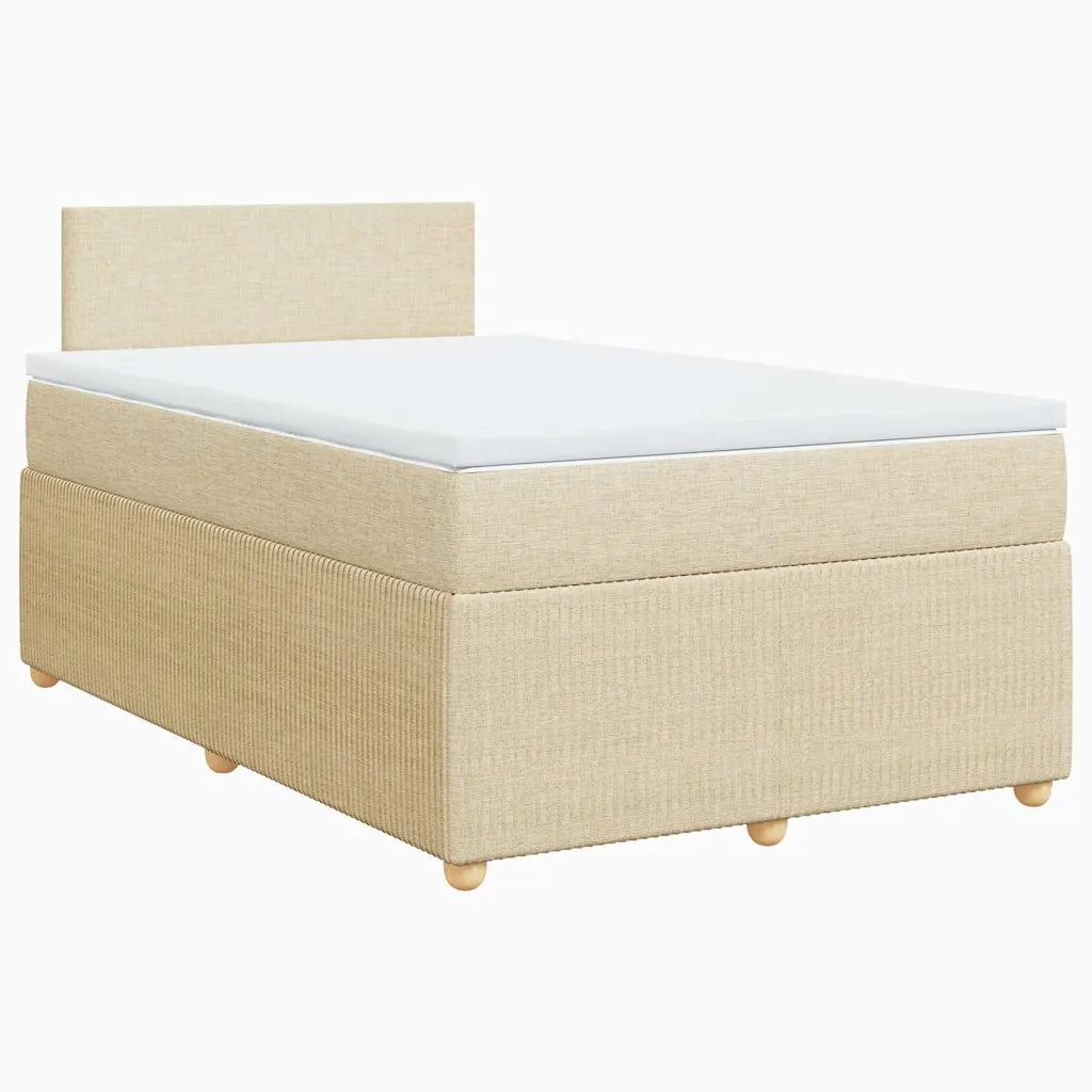 vidaXL Giroletto a Molle con Materasso Crema 120x190 cm in Tessuto