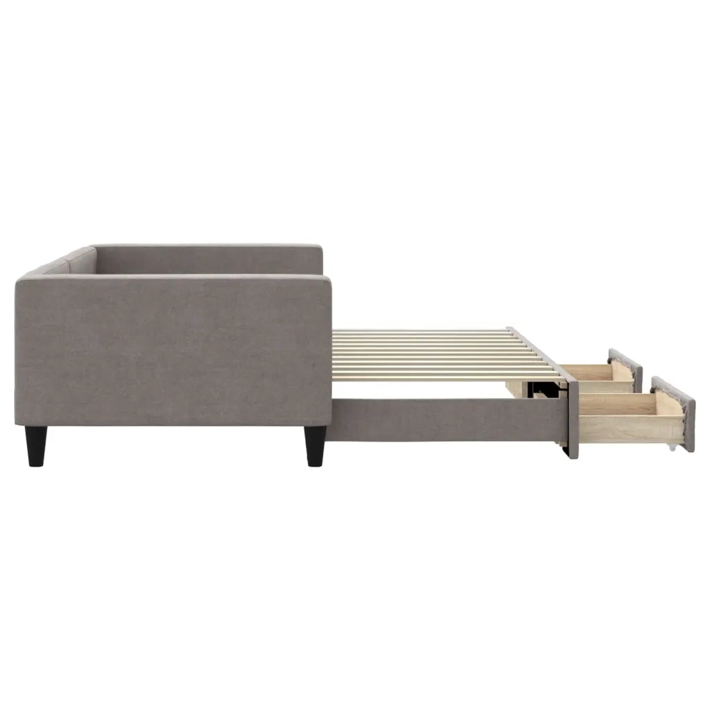 Divano Letto Estraibile con Cassetti Tortora 100x200 cm Tessuto 3196622