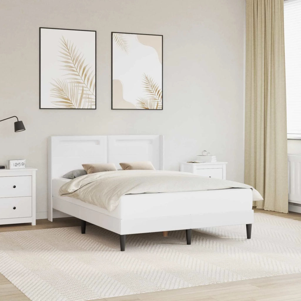 Struttura del letto con testiera Bianco 140 x 190 cm Similpelle