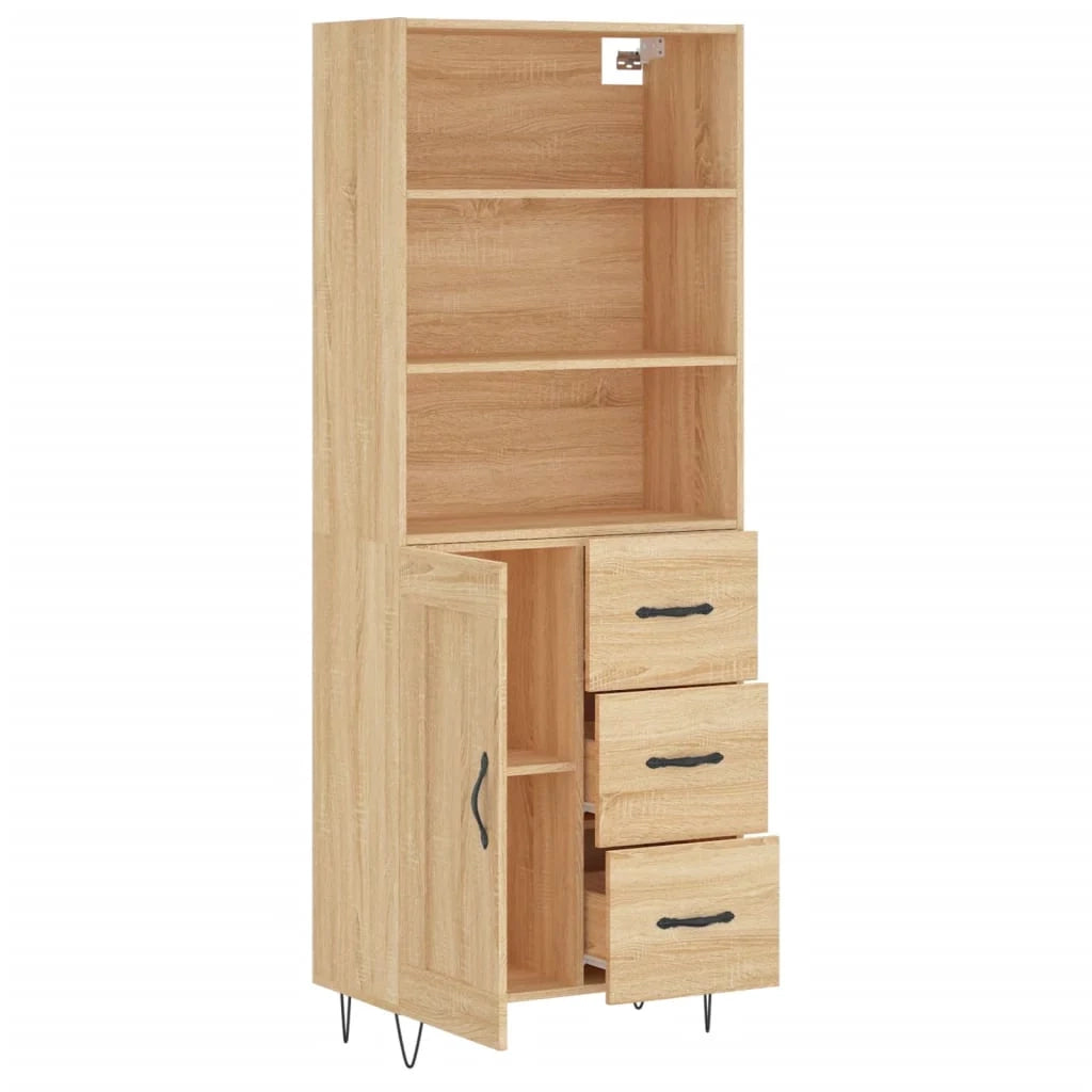 Buffet credenza cassettiera armadio mobile contenitore organizer cucina soggiorno salotto rovere Sonoma alto 69,5 x 34 x 180 cm legno ingegnerizzato marrone 02_0034142