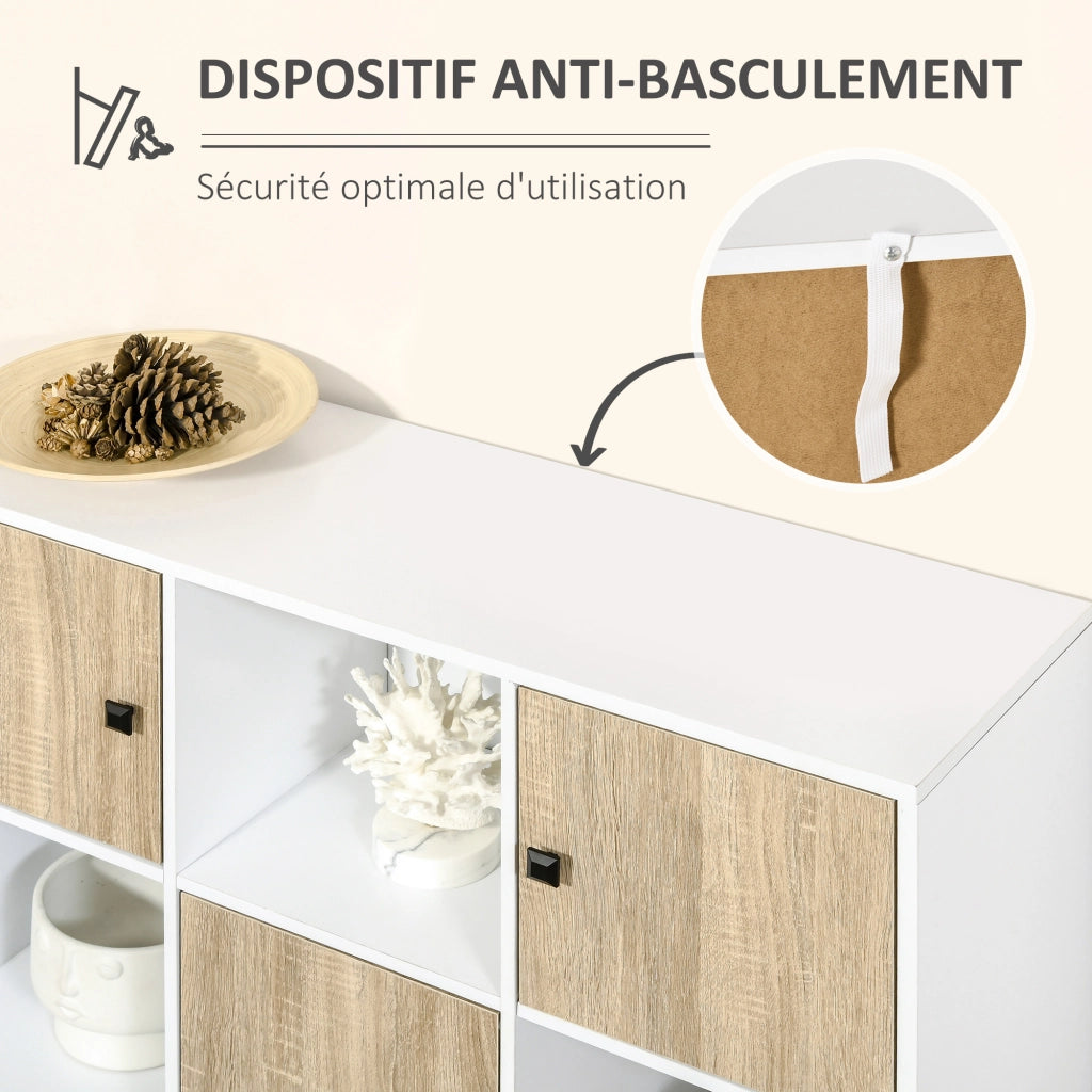 Mobile TV con cassetti e ante ¨C zephmum ¨C bianco, legno, 96x30x75 cm