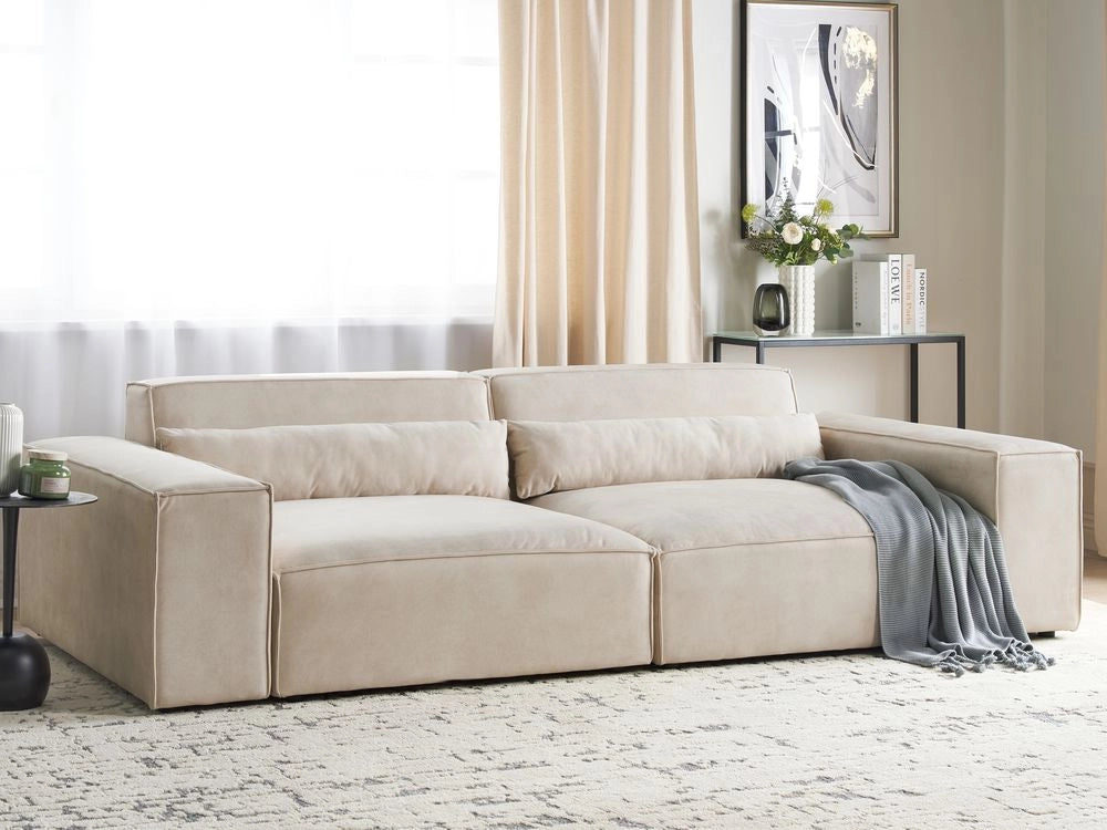 Divano componibile a 2 posti Divano componibile in velluto beige con gambe nere Soggiorno moderno