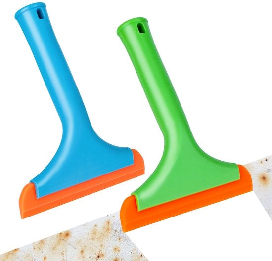Pacchetto con 2 spazzole per vetri in silicone per auto, spazzola antiscivolo per docce piccola, spazzola per docce in silicone per bagni, cucine, vetri auto, specchi, piastrelle (blu e verde)