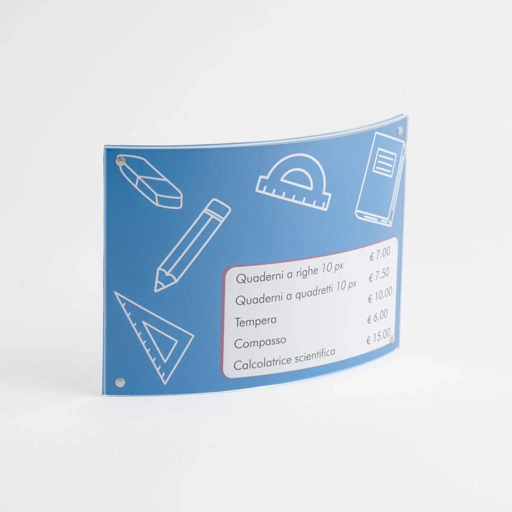 Porta avvisi da banco magnetico profilo curvo Monofacciale Orizzontale - A4 orizzontale