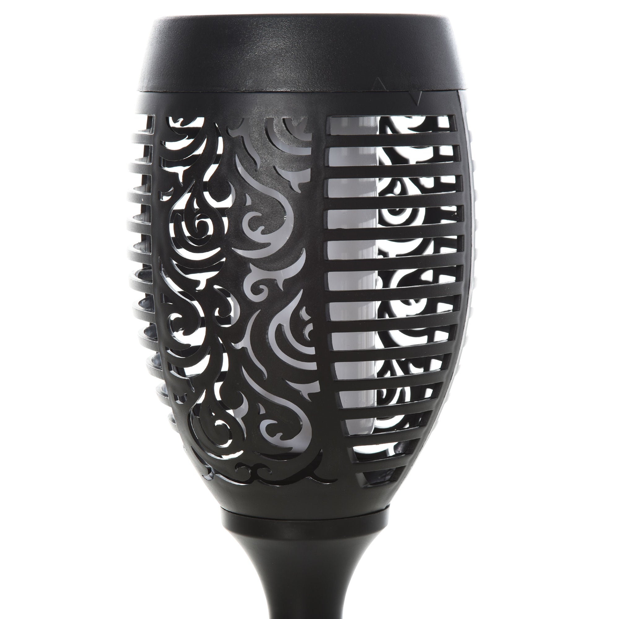 Set 4 Faretti Solari da Giardino Ø12x72 cm in Plastica Nero