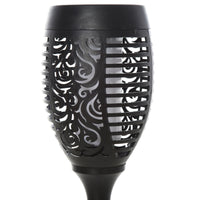 Set 4 Faretti Solari da Giardino Ø12x72 cm in Plastica Nero