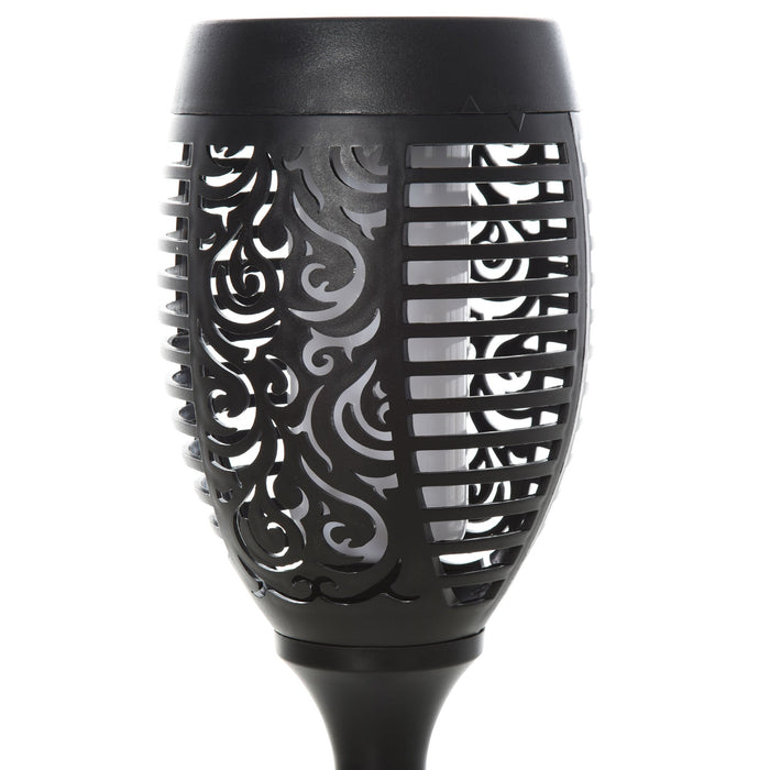 Set 4 Faretti Solari da Giardino Ø12x72 cm in Plastica Nero
