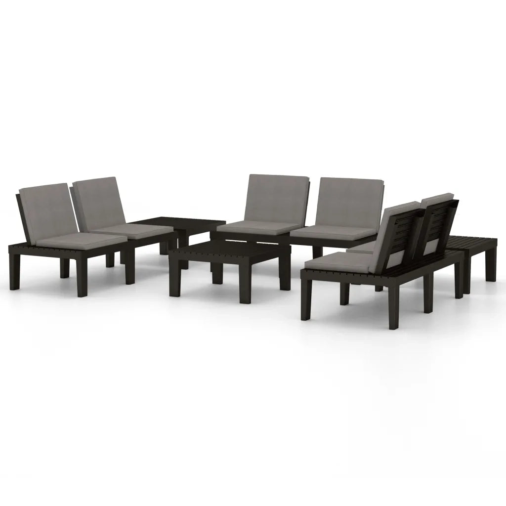 Set Divani da Giardino con Cuscini 6 pz in Plastica Grigio 3059834