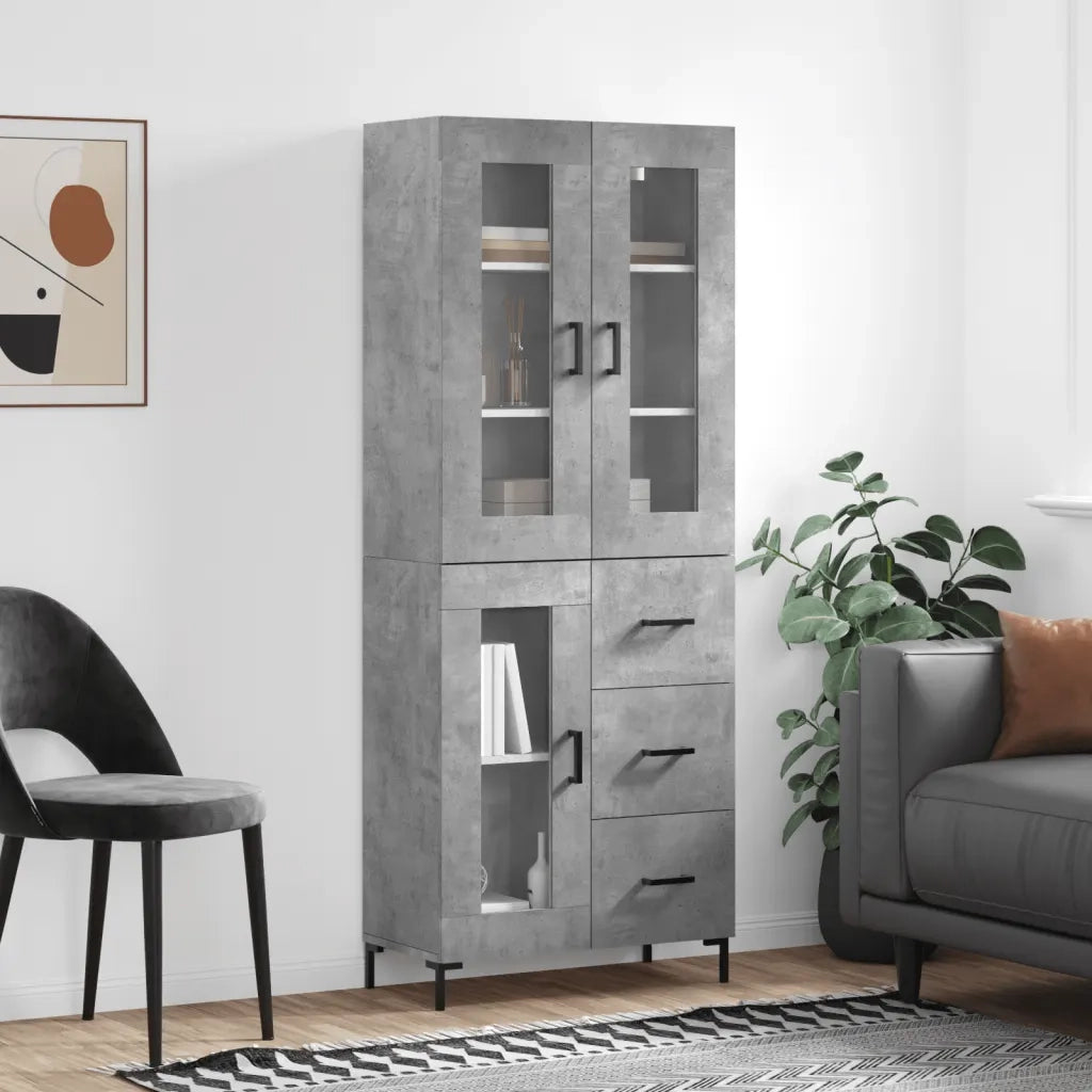 Credenza-Buffet-Armadio da cucina Grigio Cemento 69,5x34x180 cm in Legno Multistrato 329656
