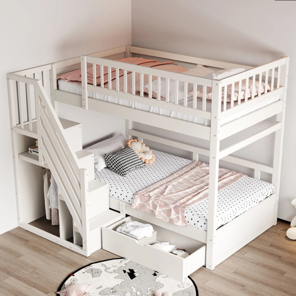 Letto a castello funzione contenitore legno bianco 90x200 cm