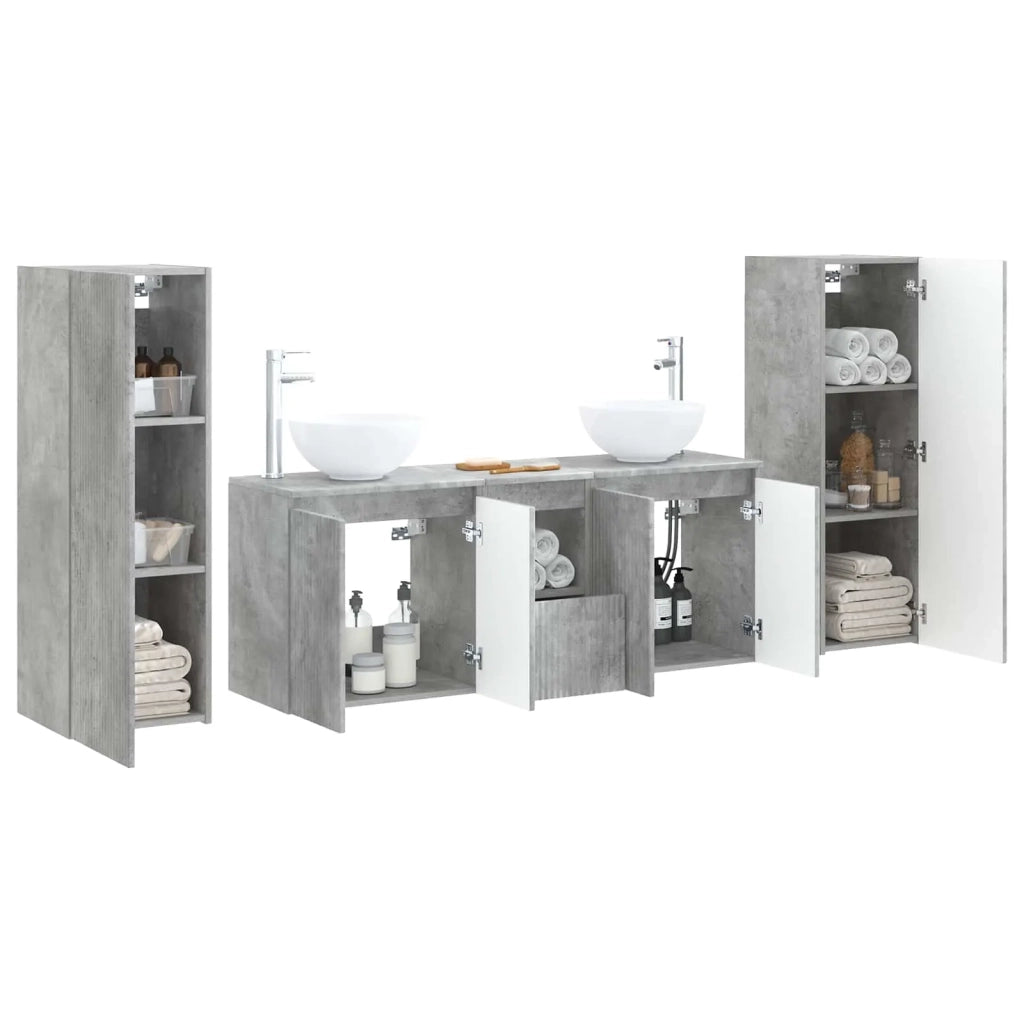Set di mobili per il bagno 5 pz Grigio Cemento 3405986
