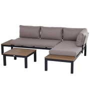 Set di mobili da giardino a 3 pezzi con divano e cuscini tavolino laterale alluminio 164x74x69 cm ideale per uso all'aperto
