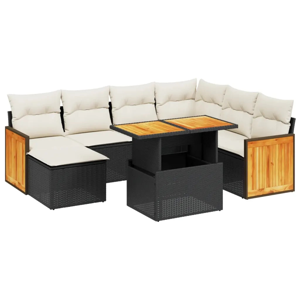 Set Divani da Giardino con Cuscini 8 pz Nero in Polyrattan 3274073