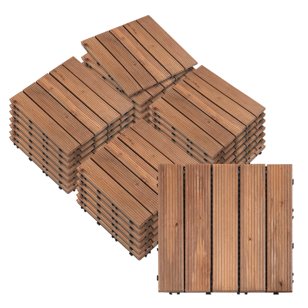 Pavimento Esterno in Legno ¨C zephmum ¨C Set 27 Pezzi 30x30x2.5cm