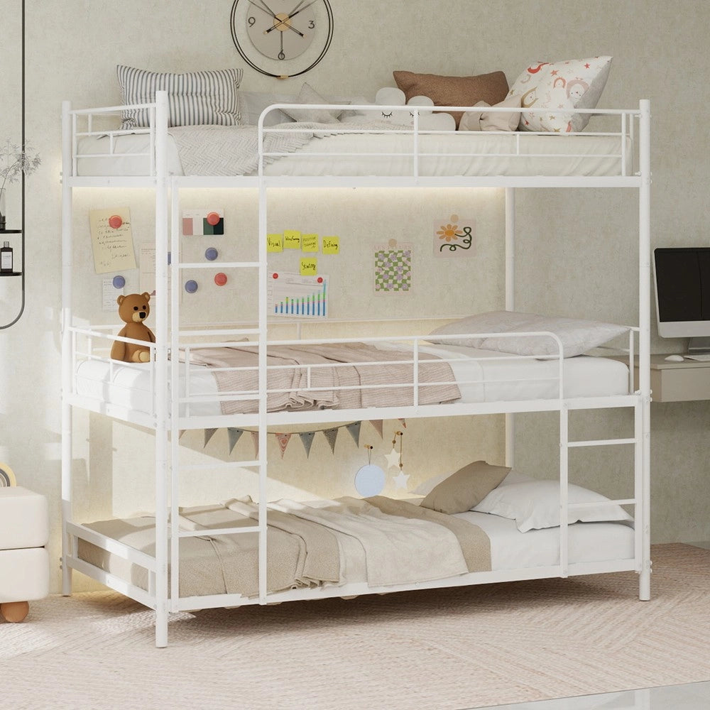 Letto a Castello Triplo con Scala e Ringhiera ¨C Xylo ¨C Legno, per Bambini e Adulti