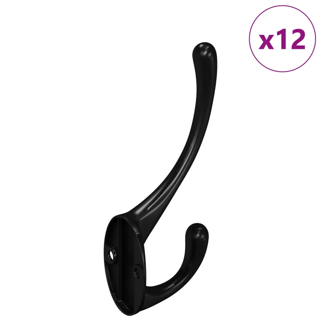 Gancio per vestiti 12 pcs Nero 102 x 29 x 47mm Lega di Zinco