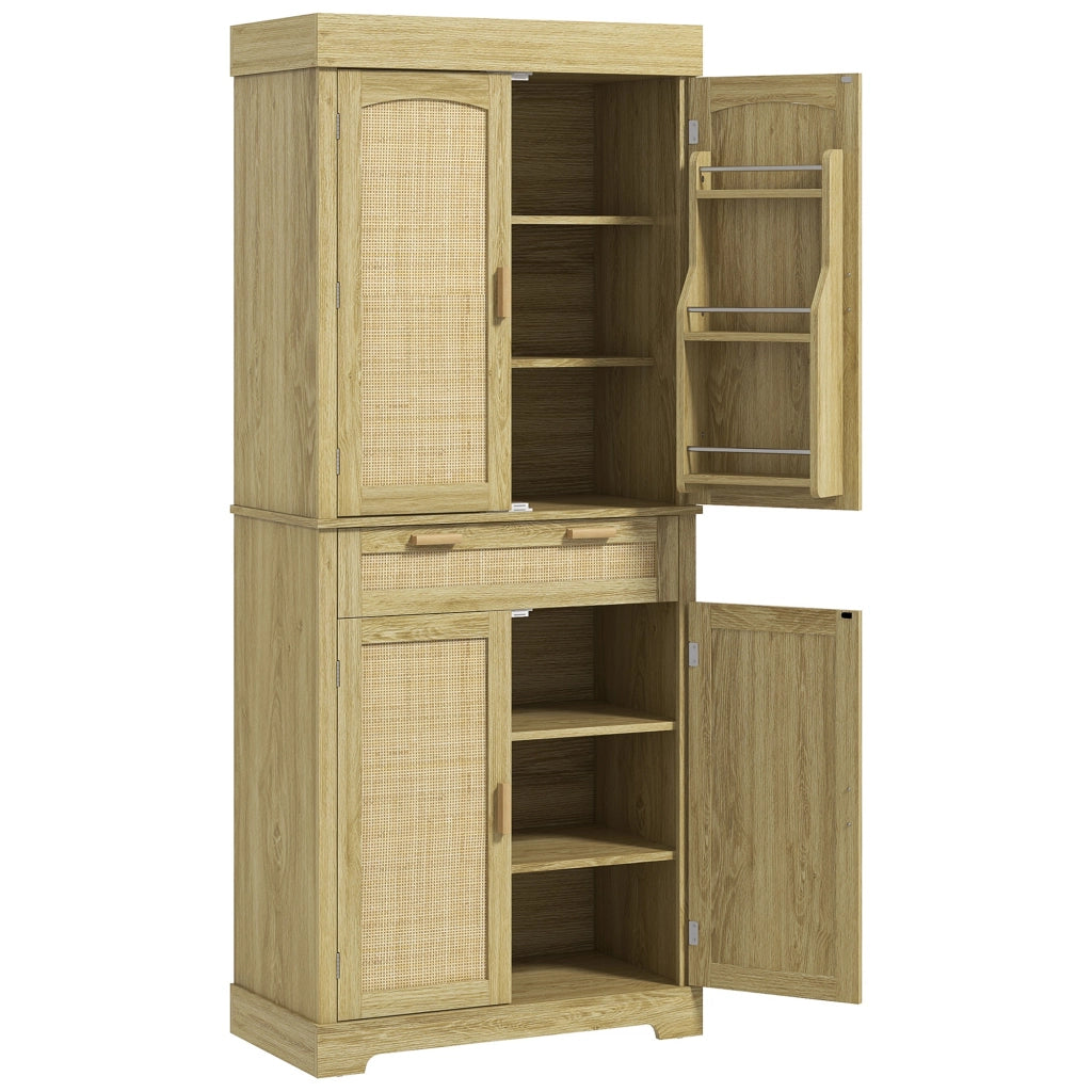 Credenza ¨C zephmum ¨C Rovere, Legno e Rattan, 76x40x183cm