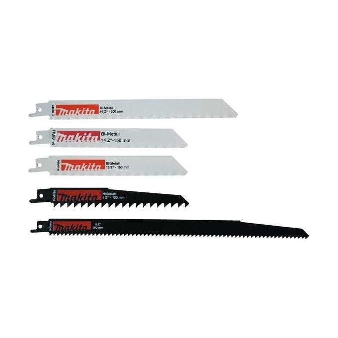 Makita P-83945 Set Lame Sega a Sciabola 5 Pezzi HCS BIM Universale Legno Metallo Plastica Cartongesso