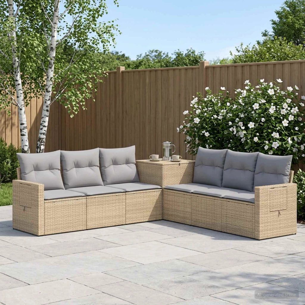 Set di divani 7 pz Beige e Grigio Chiaro 3448809