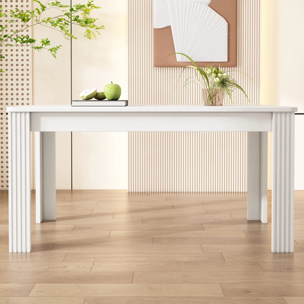 Tavolo da pranzo moderno bianco in truciolare; portata 130 kg