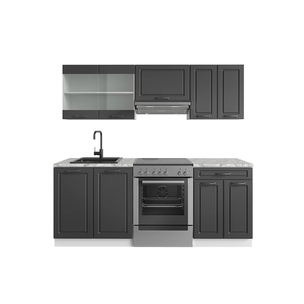 Vicco Cucina componibile Antracite casa di campagna/bianco 200 cm senza piano di lavoro