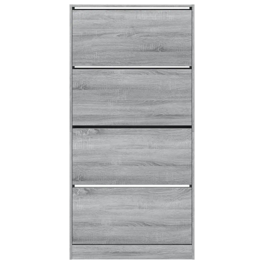 Scarpiera 4 Cassetti Ribaltabili-Scaffale per scarpe Grigio Sonoma 80x21x163,5 cm