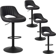 Set di 4 Sgabelli da Bar Cucina Sedia Alta da Sala Pranzo in Simipelle Regolabile e Girevole a 360° con Schienale Poggiapiedi Antracite 0666BY-4