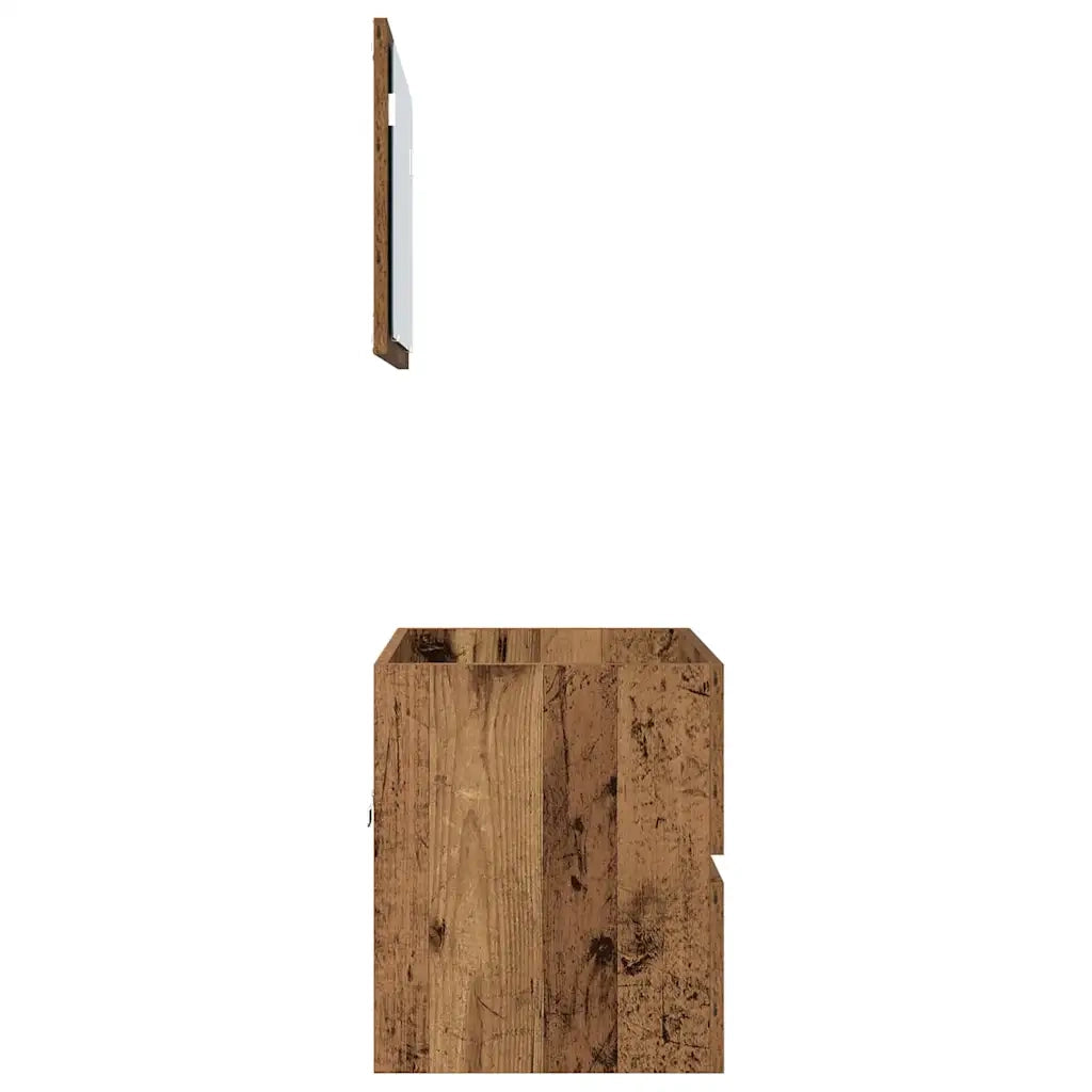 Set di mobili per il bagno con cassetto 2 pcs Legno vecchio 875432