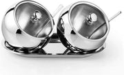 Set di 2 vasetti da zucchero in acciaio inox lucido per il servizio di zucchero, pepe, sale e spezie 300 ml