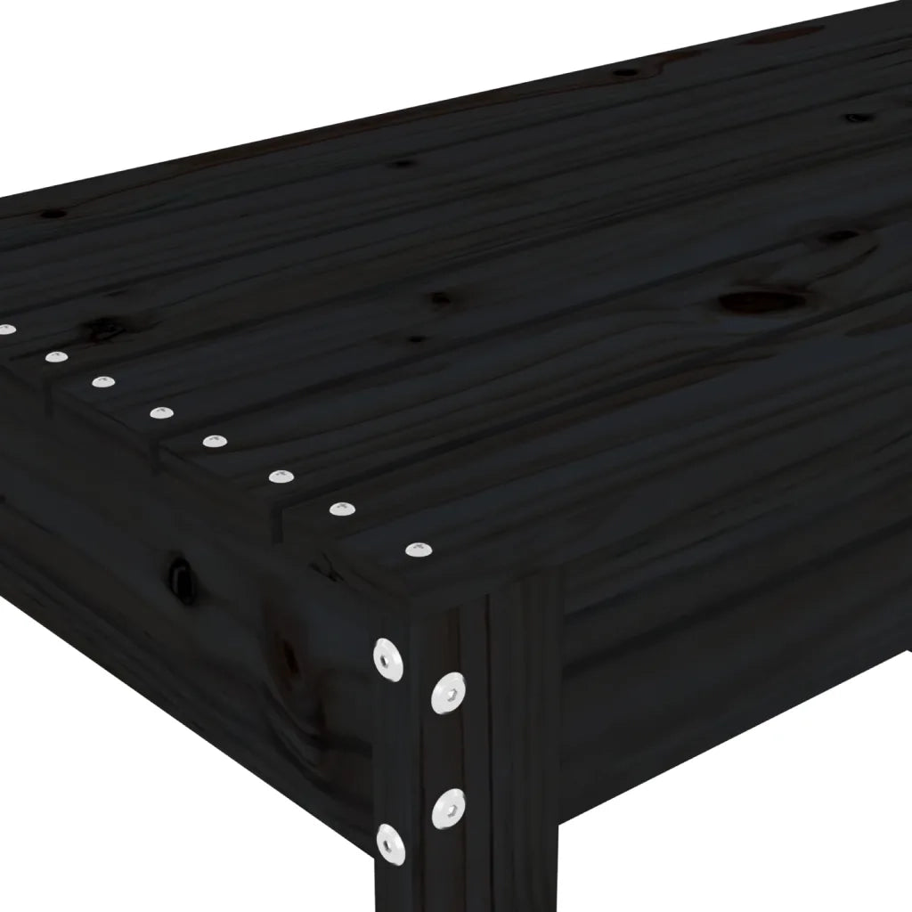 Panca da Giardino-Sgabello-Panca da esterno Nera 80x38x45 cm in Legno Massello di Pino