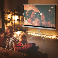 Telo Proiettore 84” 16:9 con Treppiede 200x8x118 cm in Plastica e Metallo Bianco