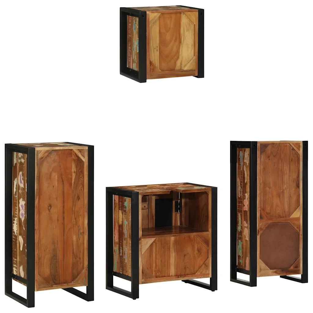 Set di mobili per il bagno 4 pcs Legno Recuperato Massello