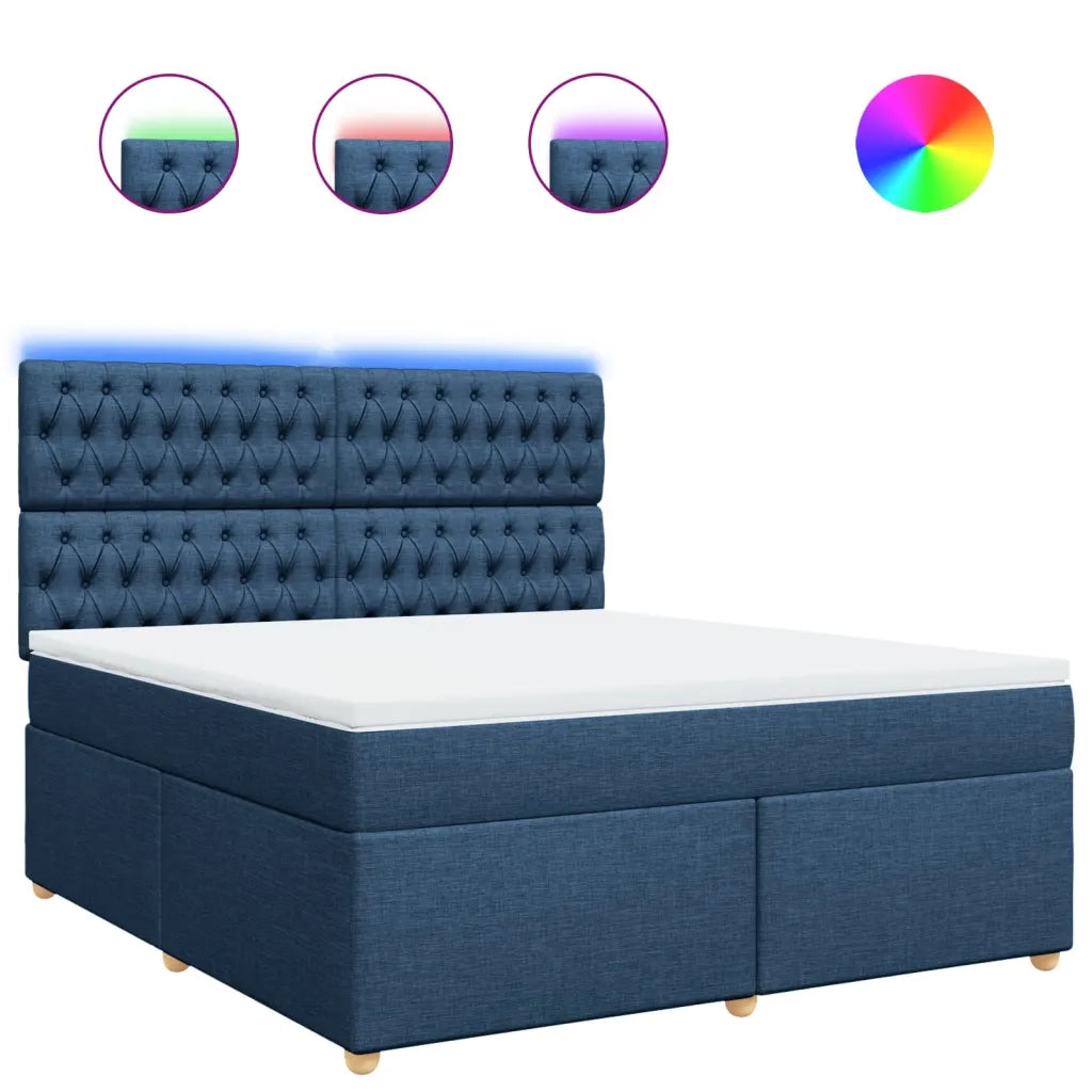 vidaXL Giroletto a Molle con Materasso Blu 180x200 cm in Tessuto