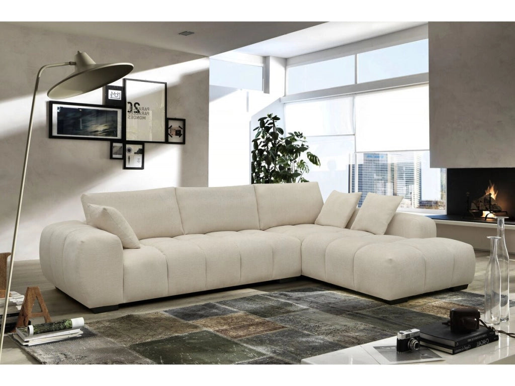 Divano angolare in tessuto "Monceau" - 3 posti - Beige