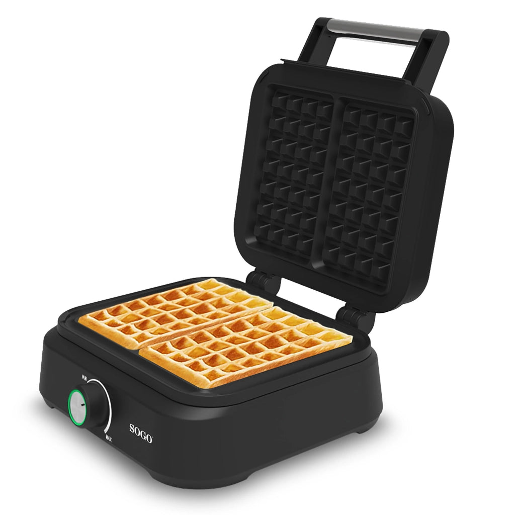 Macchina per waffle belgi elettrica, piastre 17x10,5 cm, 1500W, controllo temperatura, rivestimento antiaderente - SOGO