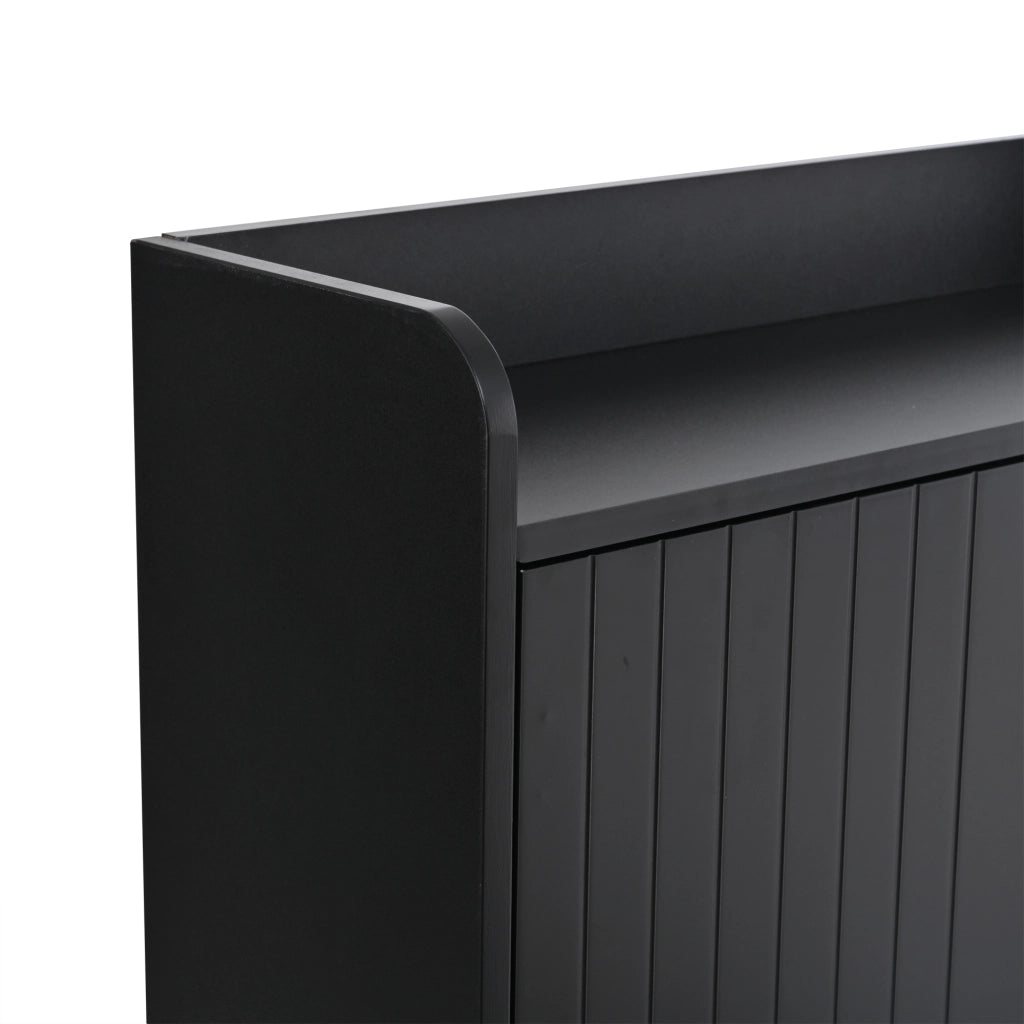 Scarpiera con 3 ante e ripiani regolabili, vano superiore, per ingresso, in MDF, nero, 80 × 23 × 123,5 cm