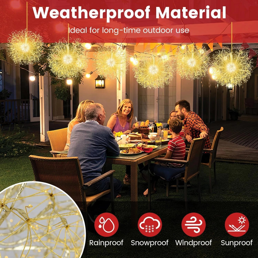 Decorazioni Natalizie, Set di 2 Luci Natalizie, con 1488 Luci LED Bianche Calde, Fuochi d'Artificio Sospesi, Materiale Impermeabile, Addobbi Natalizi per Esterno Interno per Casa, Giardino