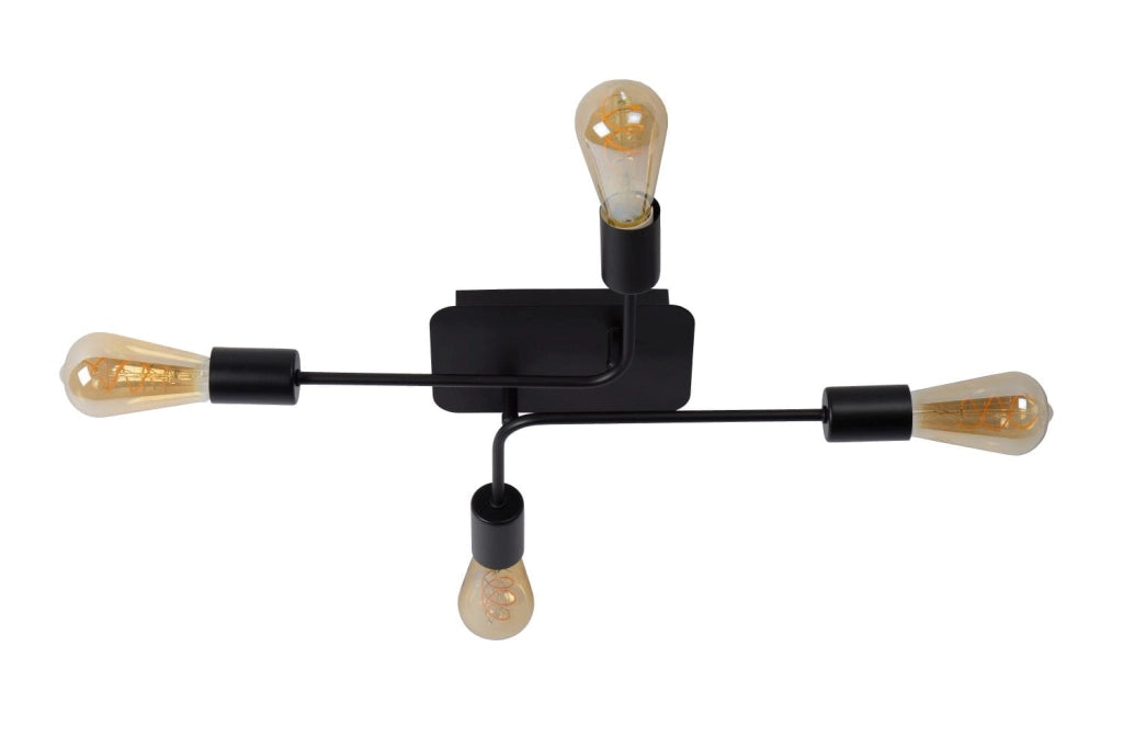 Plafoniera Lucide Lester nera metallo 4 luci E27 60W
