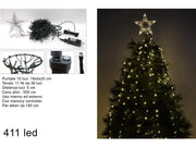 Tenda Albero di Natale Minilucciole 411 Led con Puntale Bianco Caldo