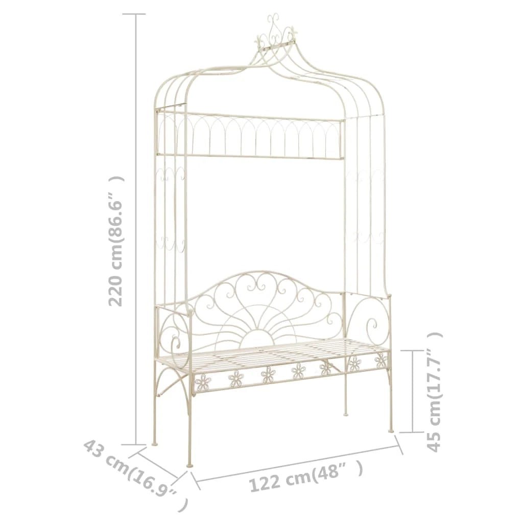Panca da giardino mobili da esterno terrazza 122 x 43 x 220 cm latta antica 02_0011217