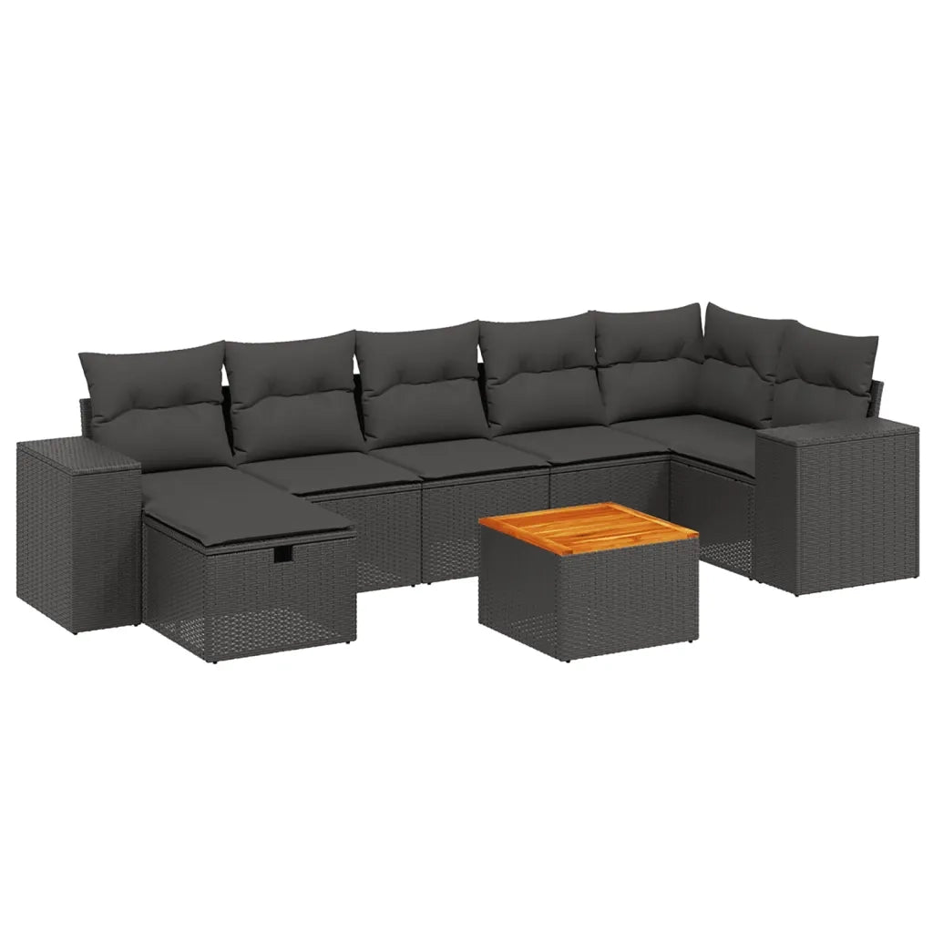 Set Divani da Giardino con Cuscini 8 pz Nero in Polyrattan 3265178