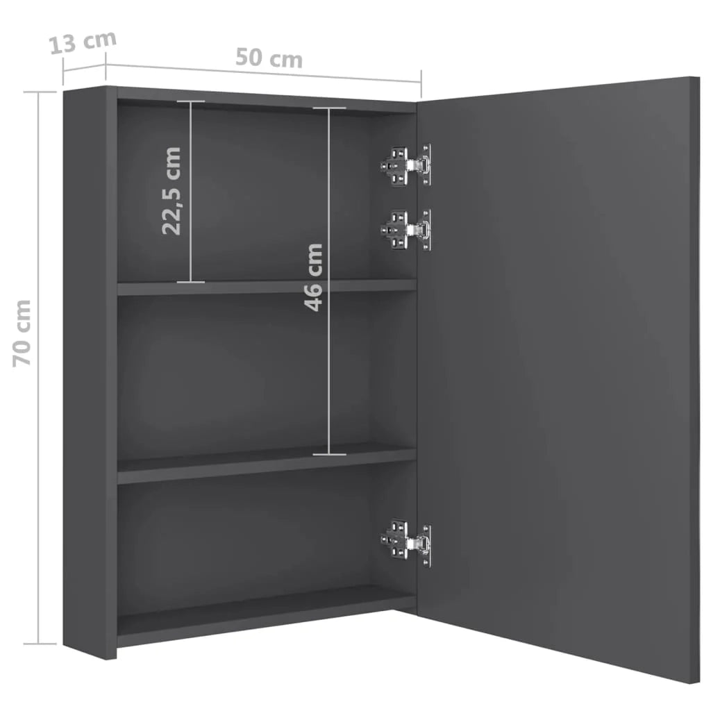 Mobile da bagno con specchio LED 50 x 13 x 70 cm MDF grigio 02_0006596