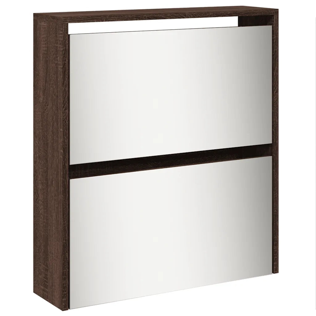 Scarpiera | Mobile per scarpe con Specchio a 5 Livelli Rovere Marrone 63x17x169,5cm