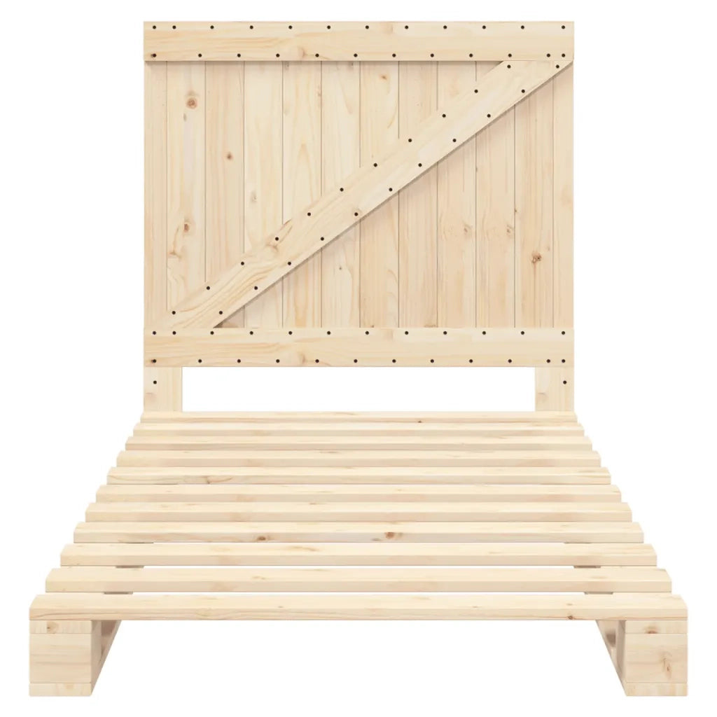 Letto singolo | Letto per adulti | Giroletto con Testiera 100x200 cm Legno Massello di Pino