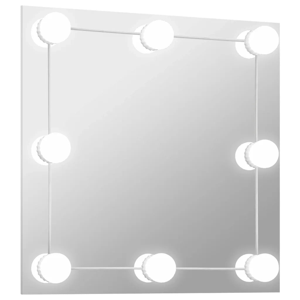 Specchio da Parete Quadrato con Luci LED-Specchio a Muro-Specchio Decorativo in Vetro 389039