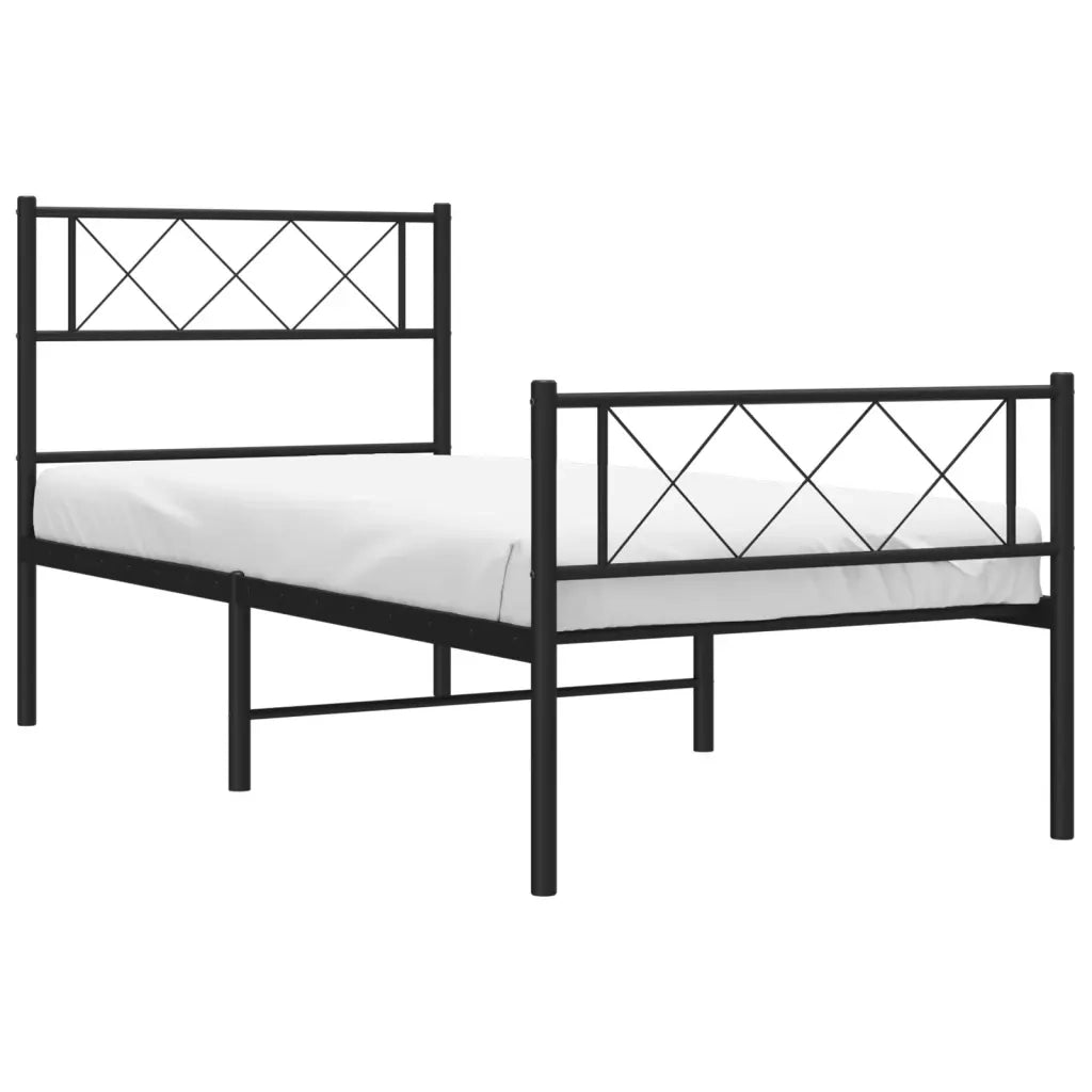 Giroletto con Testiera e Pediera Metallo Nero 75x190 cm 372285