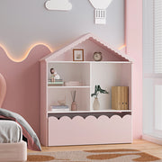 Scaffale Vestnes con 4 Vani Portaoggetti e Cassetto per Cameretta - Rosa/Bianco [en.casa]