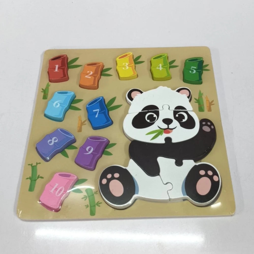 Trade Shop - Gioco Di Conteggio Abbinamento Numeri Puzzle In Legno Tema Panda Per Bambini 32372 -