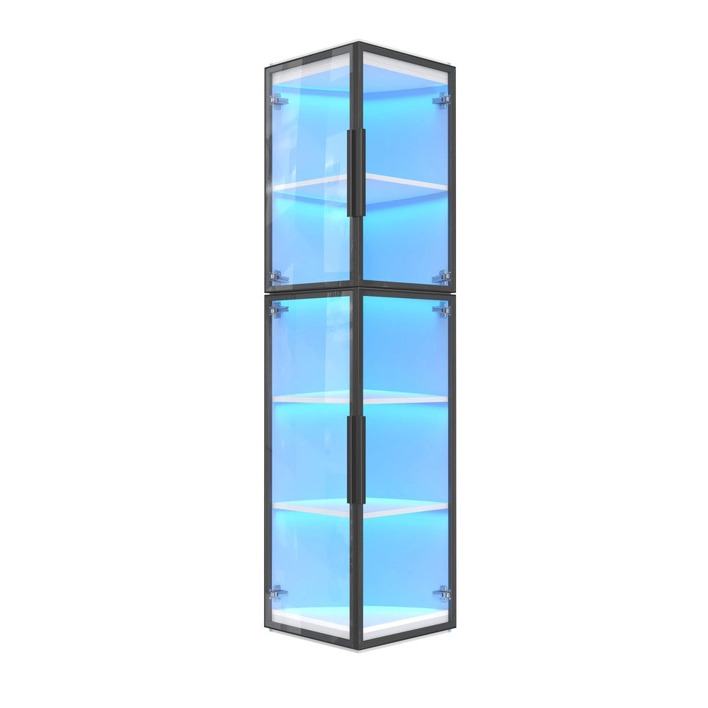 Vetrina con LED ¨C Xylo ¨C Acrilico Trasparente, 5 Ripiani, Ante Doppie, 170 cm