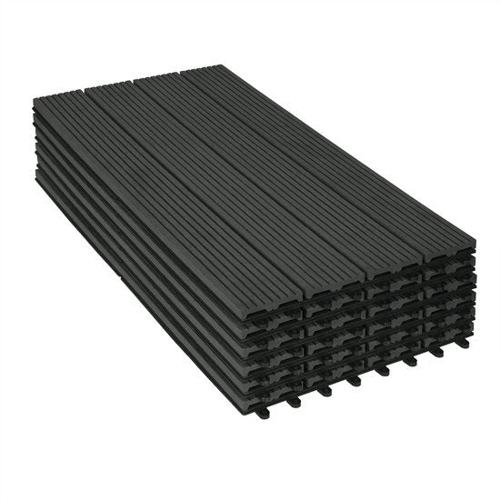 Set di Pavimentazione per Giardino con Sistema di Fissaggio a Clic - Confezione da 6 - Resistente al Tempo e Solido - Paving per Giardino, Paving - 30x60x2 cm - Antracite